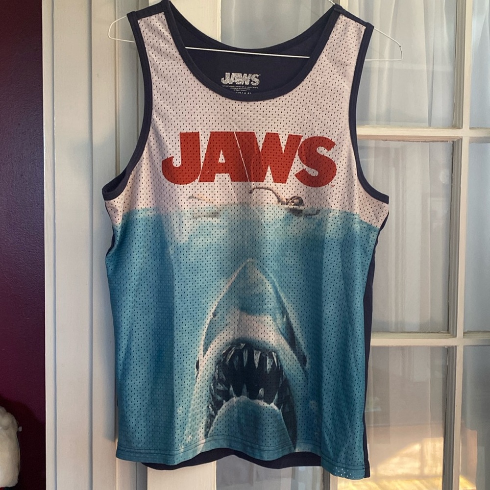 JAWS Universal Cotton & PoLyester Sleeveless Breathable Tank Top-Shirt Logo size
